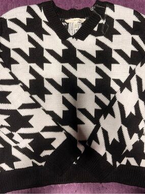 Self Esteem Black and White Houndstooth Sweater